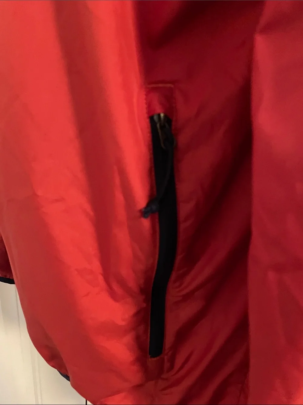 The North Face Red and Navy Hooded Windbreaker Jacket